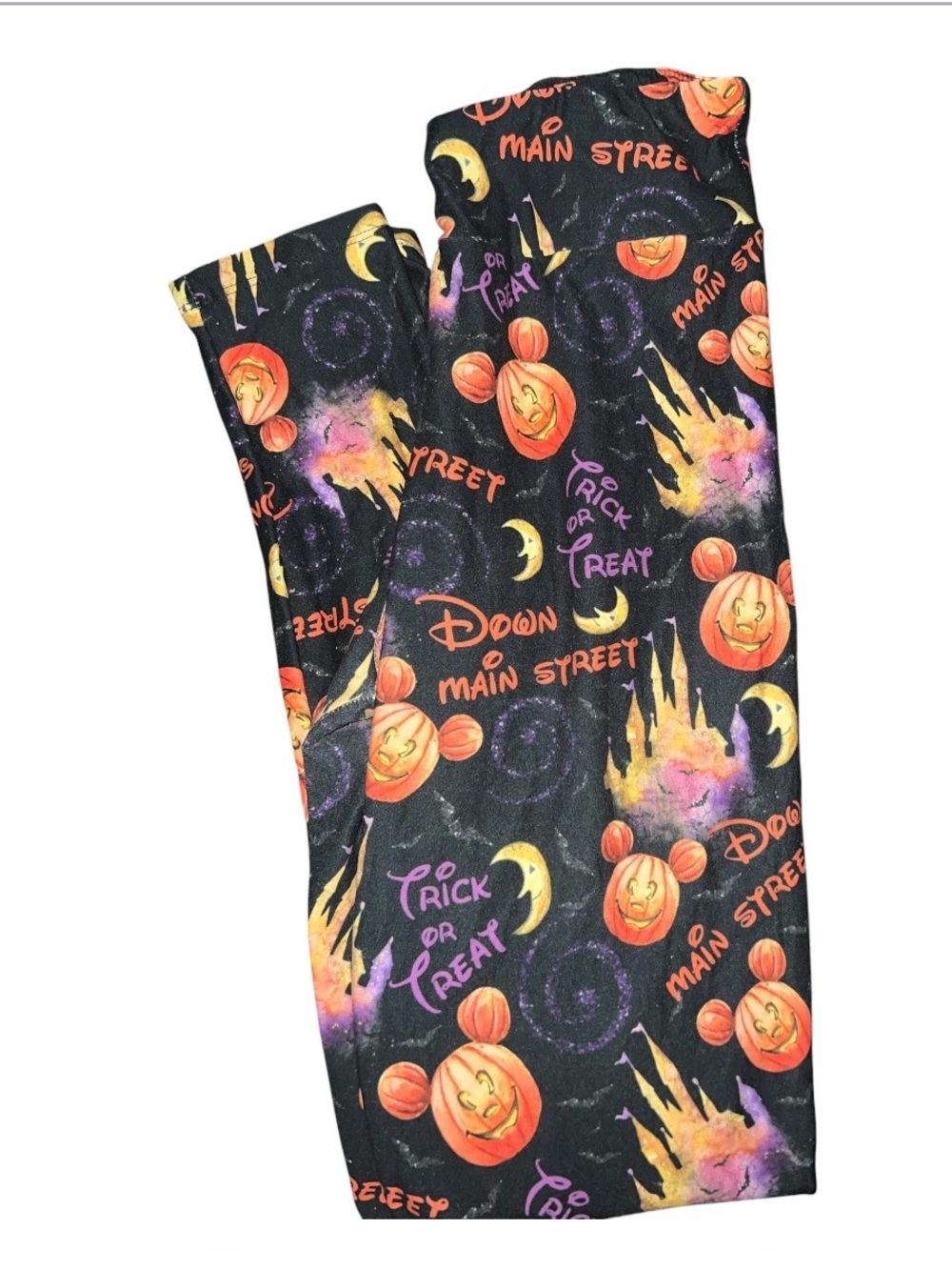 Halloween Pumpkin Main Street Leggings - Black & Orange